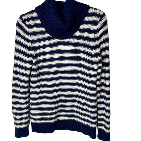 Banana Republic Sweaters - Banana Republic Navy Cream Striped Wool Alpaca Mohair Cowl Neck Sweater Medium